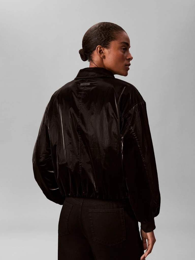 Calvin Klein Kadın Siyah Bomber Parlak Mont