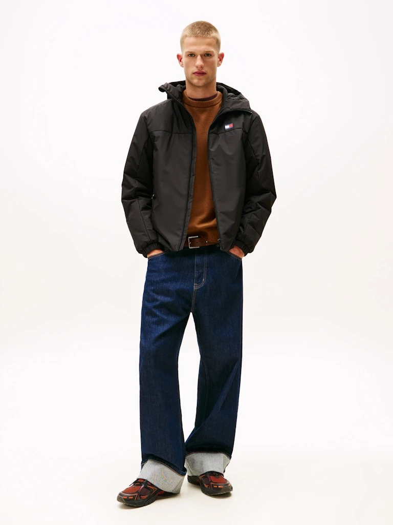 Tommy Hilfiger Erkek Siyah Kapşonlu Mont