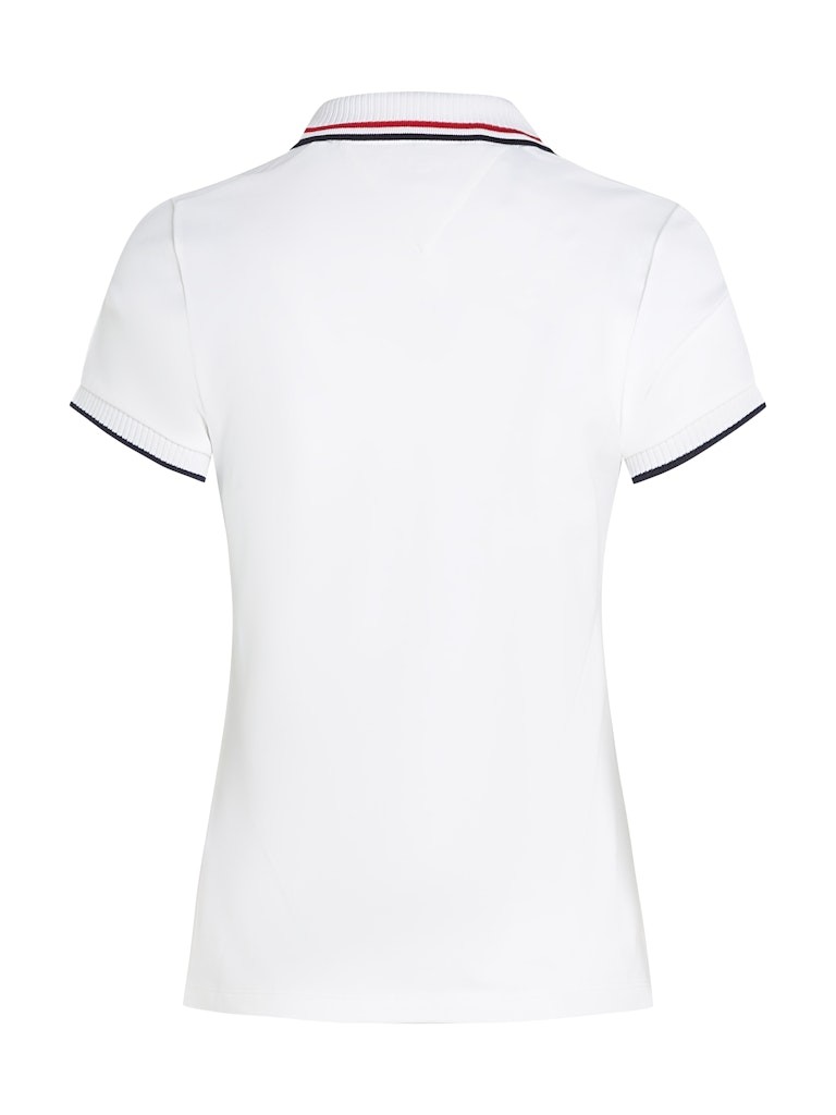 Tommy Hilfiger Rejeneratif Pamuk Beyaz Kadın Kısa Kollu Düğmeli Polo Yaka T-Shirt - WW0WW44517YCF