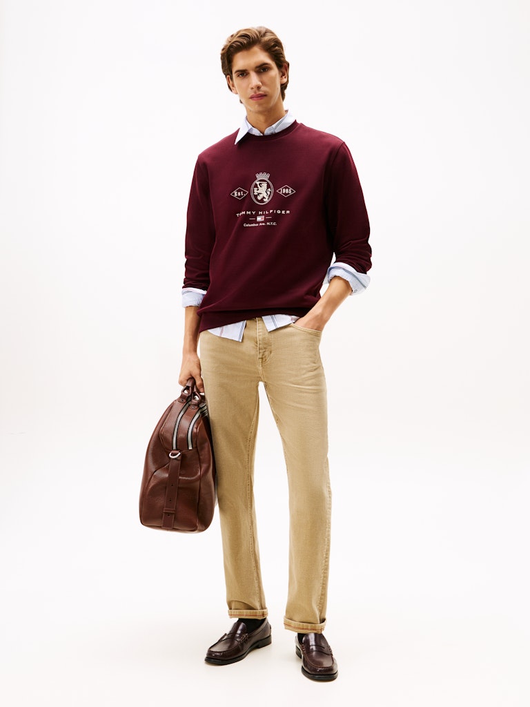 Tommy Hilfiger Erkek O Yaka Bordo Sweatshirt