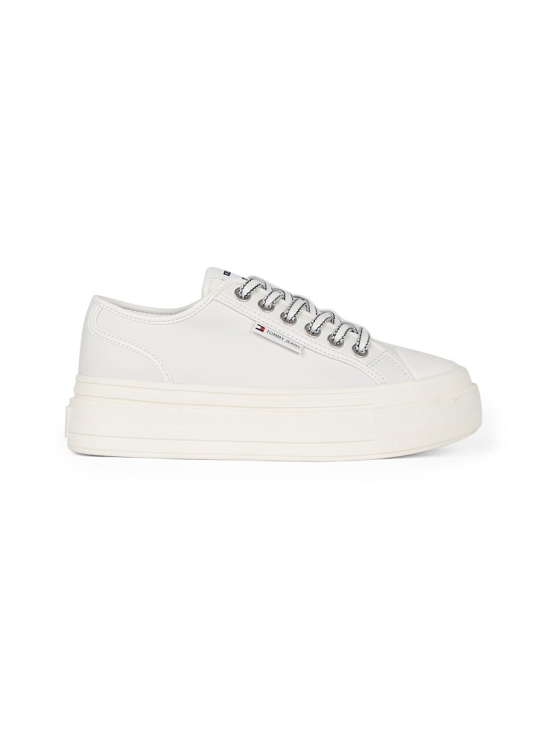 Tommy Hilfiger Deri Beyaz Kadın Kalın Taban Sneakers - EN0EN02714YBL