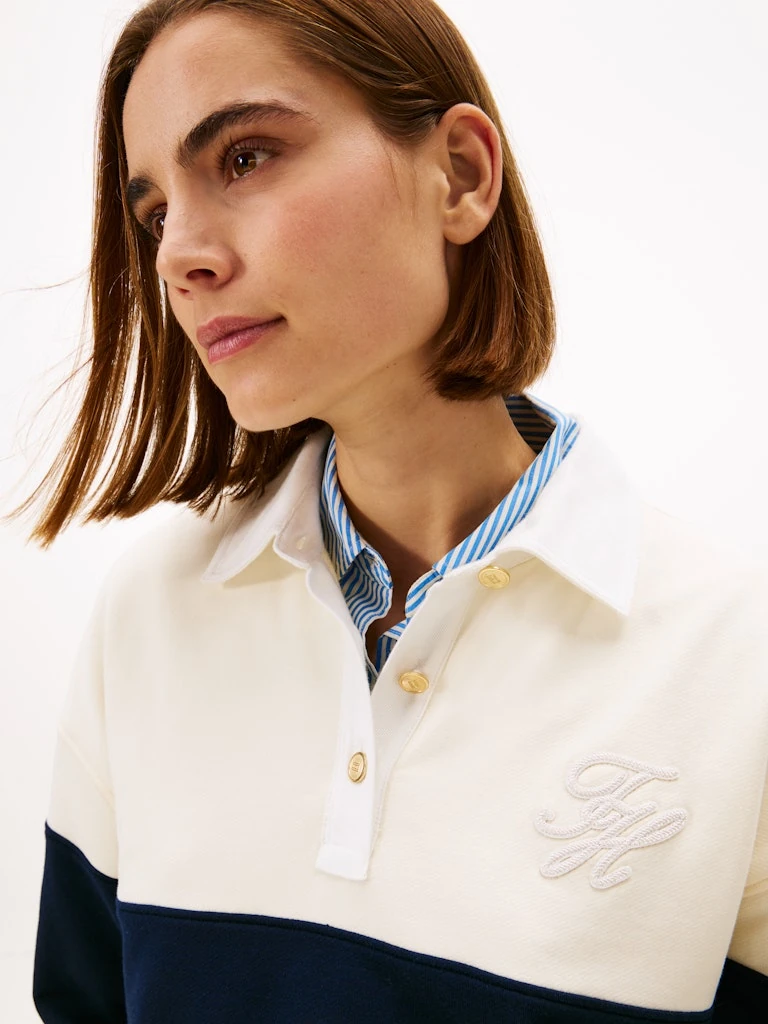 Tommy Hilfiger Kadın Bej Pamuk O Yaka Sweatshirt