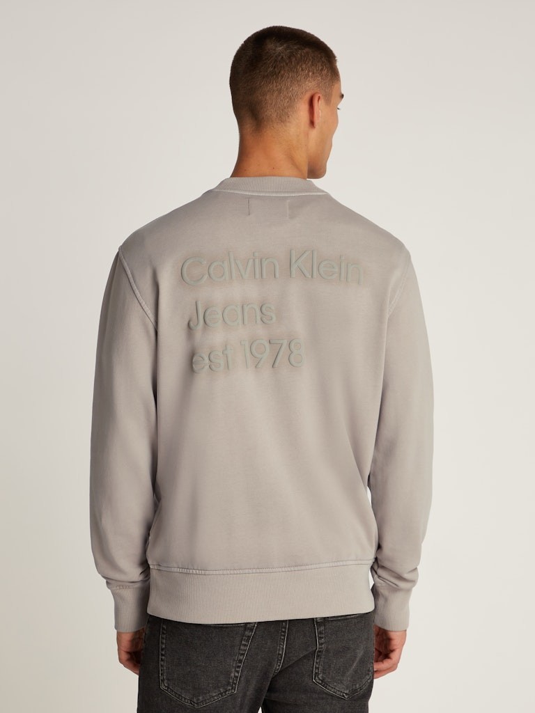 Calvin Klein Erkek WASHED PUFF PRINT CR Gri Sweatshirt - J30J327079PEO