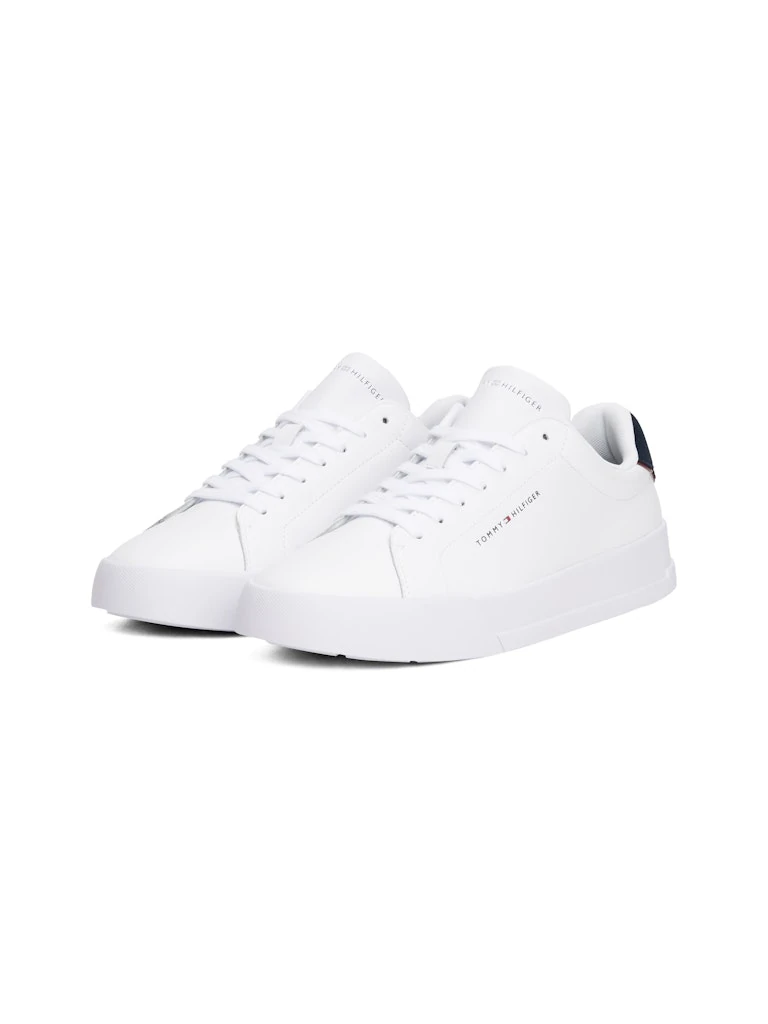 Tommy Hilfiger Erkek Beyaz Deri Kısa Taban Court Sneakers