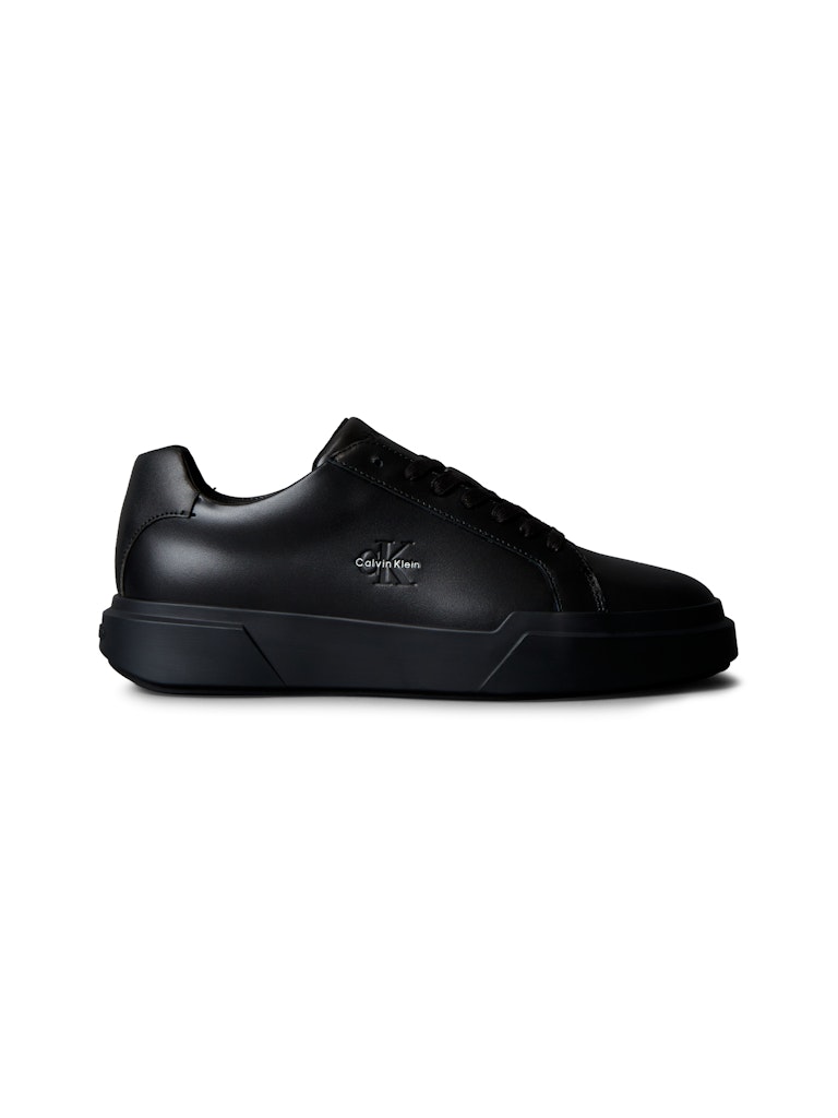Calvin Klein Erkek Siyah Deri Kısa Taban Chunky Sneakers