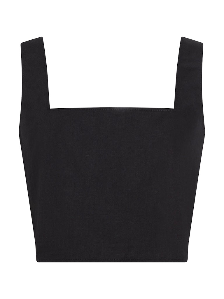 Calvin Klein Keten Siyah Kadın Kolsuz Gömlek - J20J225347BEH