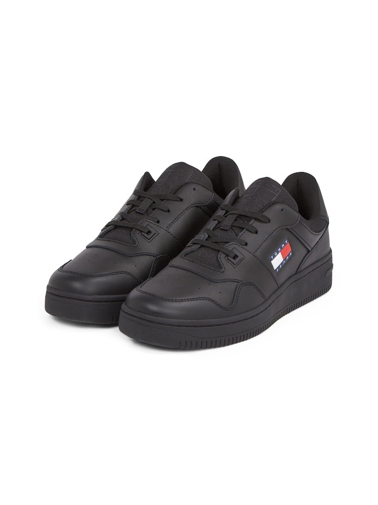 Tommy Hilfiger Retro Deri Sneaker Erkek Siyah Ayakkabı - EM0EM01395BDS