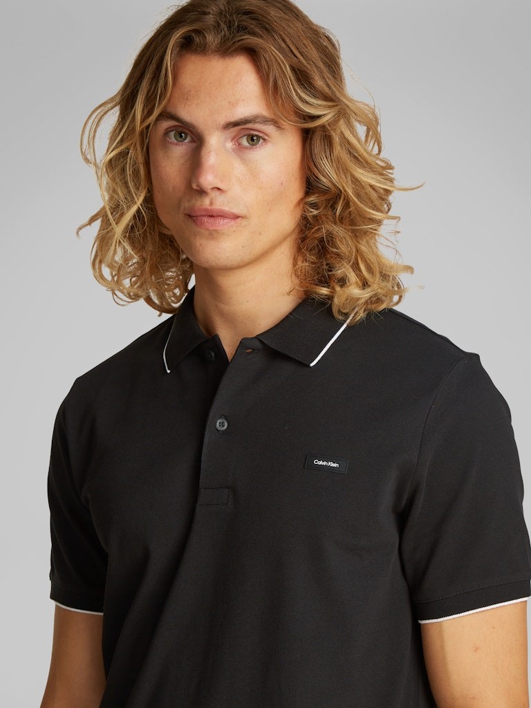 Calvin Klein Organik Pamuk Siyah Erkek Kısa Kollu Düğmeli Polo Yaka T-Shirt - K10K112751BEH