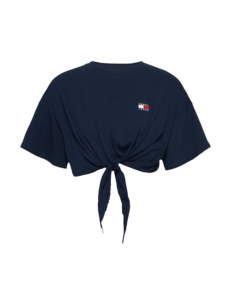 Tommy Hilfiger Rejeneratif Pamuk Mavi Kadın Kısa Kollu Crop T-Shirt - DW0DW20321C1G