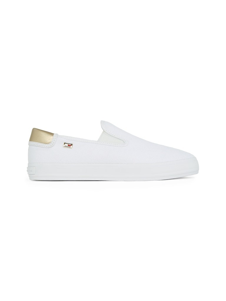 Tommy Hilfiger Pamuk Beyaz Kadın Kısa Taban Sneakers - FW0FW08645YBS