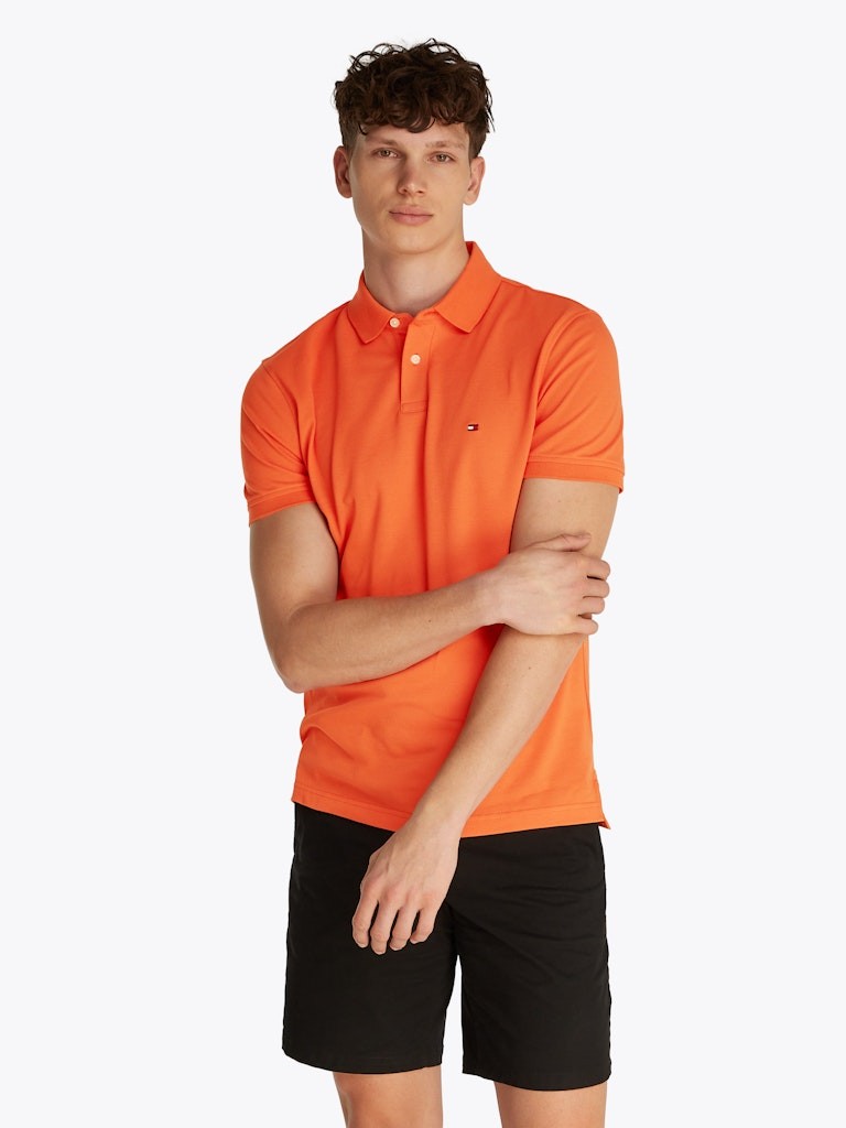 Tommy Hilfiger Organik Pamuk Turuncu Erkek Kısa Kollu Düğmeli Polo Yaka T-Shirt - MW0MW17770SCX