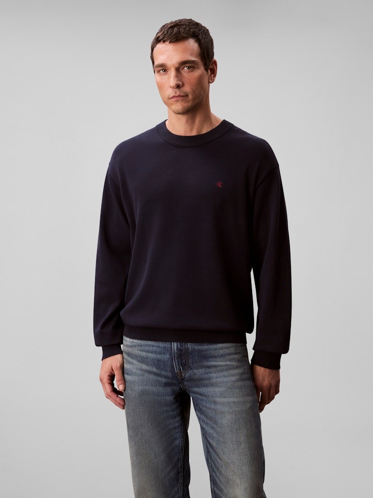 Calvin Klein Erkek Lacivert Pamuk O Yaka Triko