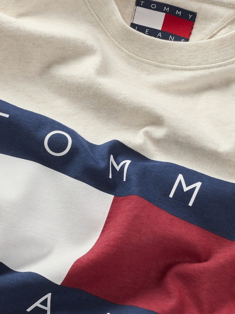 Tommy Jeans Erkek Logo Detaylı Beyaz T-Shirt - DM0DM20345AE3