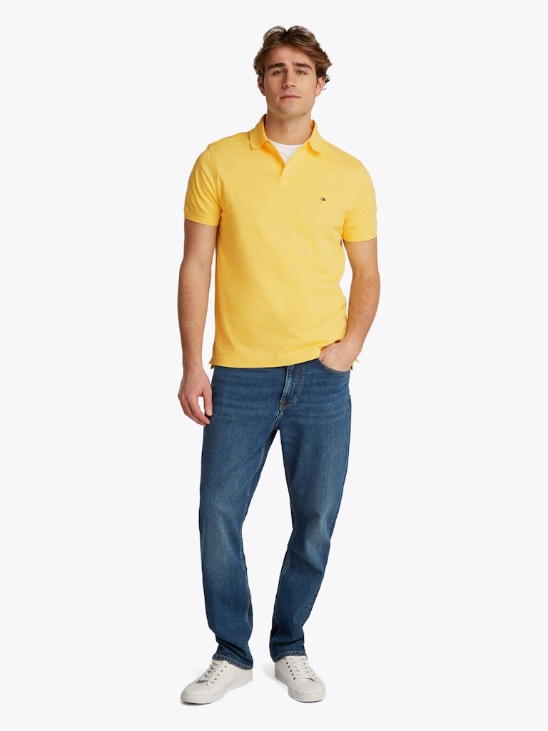 Tommy Hilfiger Organik Pamuk Sarı Erkek Kısa Kollu Düğmeli Polo Yaka T-Shirt - MW0MW17770ZF0