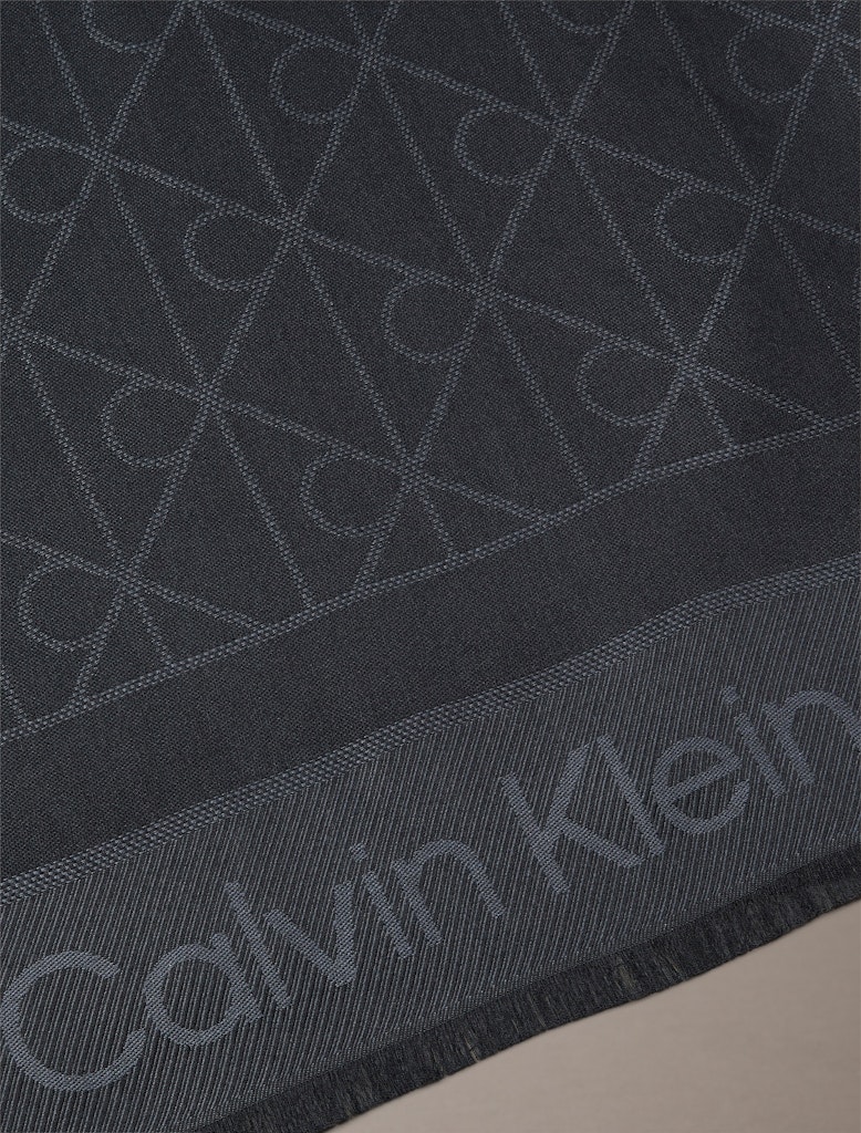 Calvin Klein Erkek Siyah Logolu Şal
