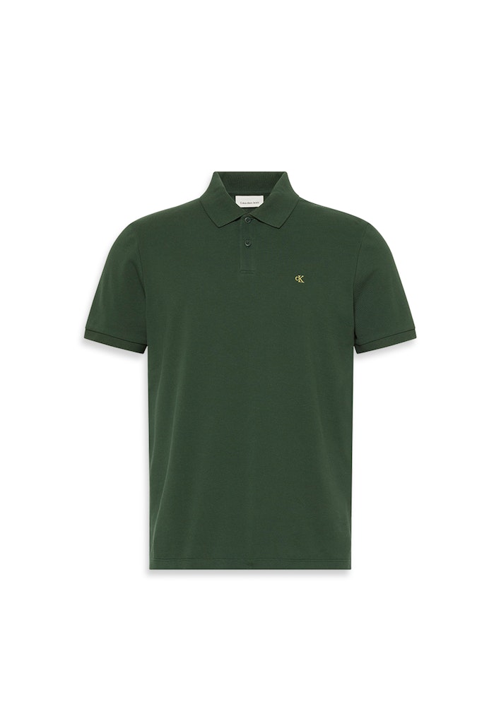 Calvin Klein Erkek Yeşil Pamuk Kısa Kollu Düğmeli Polo Yaka T-Shirt