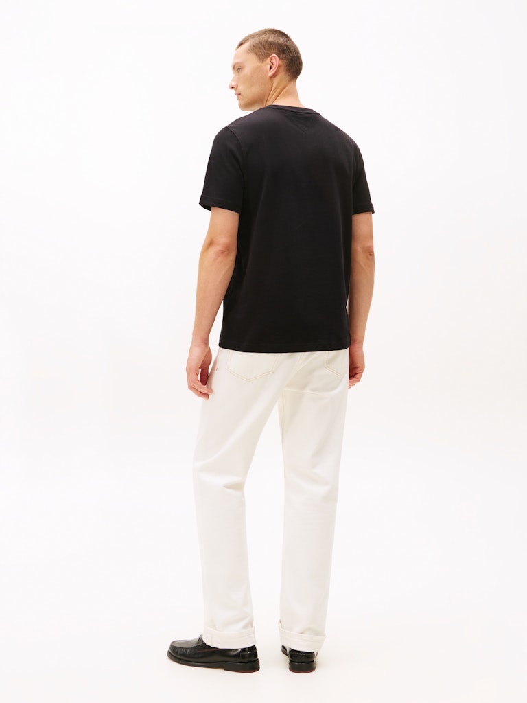 Tommy Hilfiger Erkek O Yaka Bayraklı Siyah T-Shirt