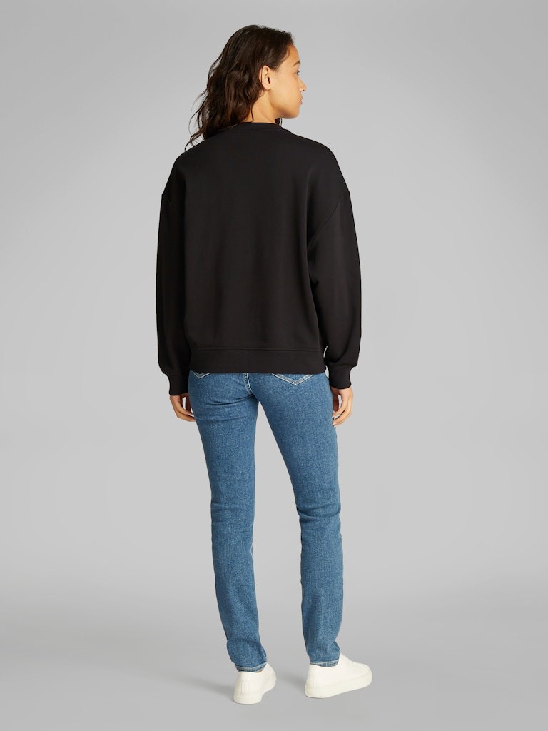 Calvin Klein Jeans Siyah Kadın Bisiklet Rahat Baskılı Sweatshirt - J20J224724BEH