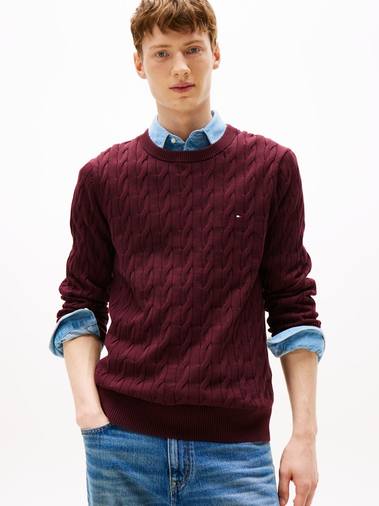 Tommy Hilfiger Erkek Bordo  O Yaka  Triko