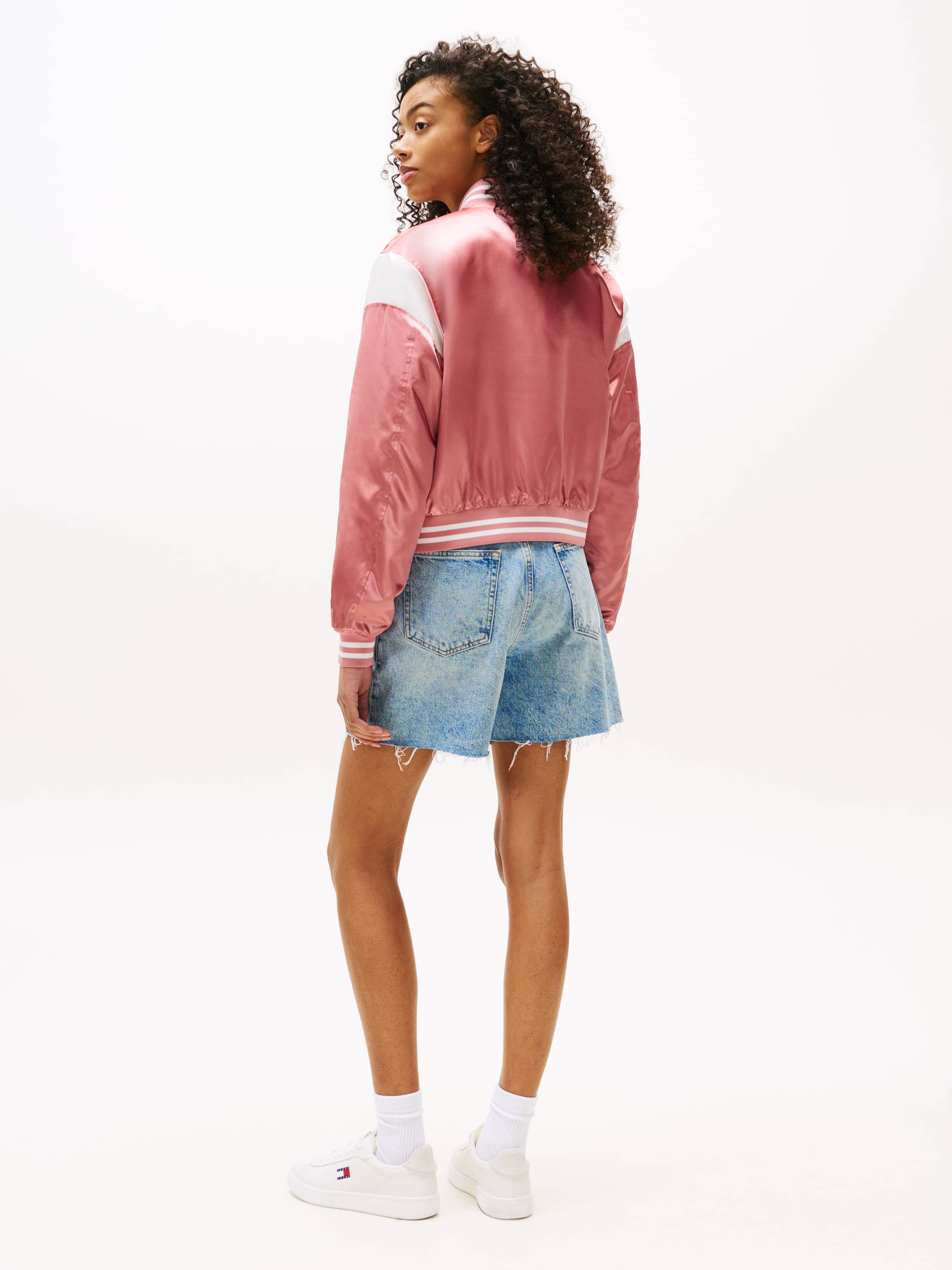 Tommy Hilfiger Kadın Su Geçirmez Saten Bomber Pembe Ceket