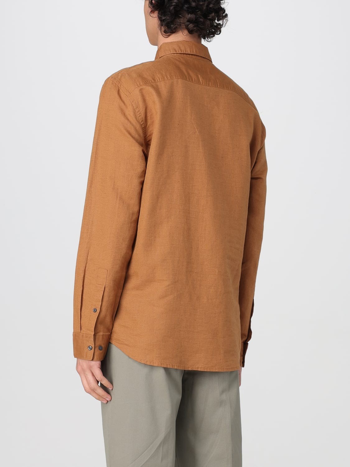 Calvin Klein Keten Kahverengirengi Erkek Uzun Kollu Gömlek - K10K114488GYM