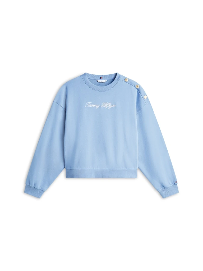 Tommy Hilfiger Kadın Mavi Pamuk O Yaka Sweatshirt