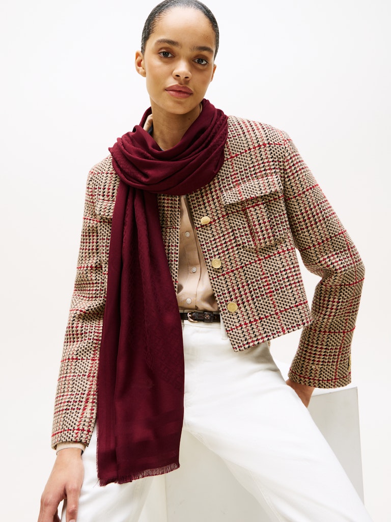 Tommy Hilfiger Kadın Bordo Şal