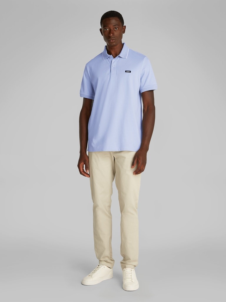 Calvin Klein Organik Pamuk Mavi Erkek Kısa Kollu Fermuarlı Polo Yaka T-Shirt - K10K112754DWE