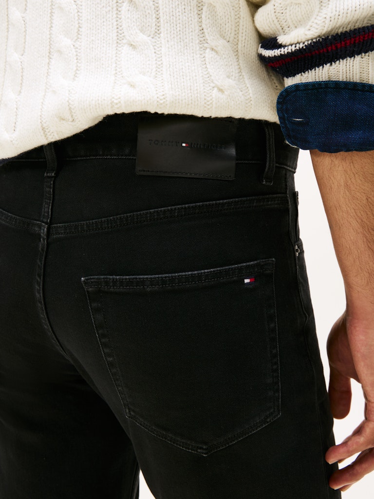 Tommy Hilfiger Erkek Siyah  Düz Kesim Denton Jean Pantolon