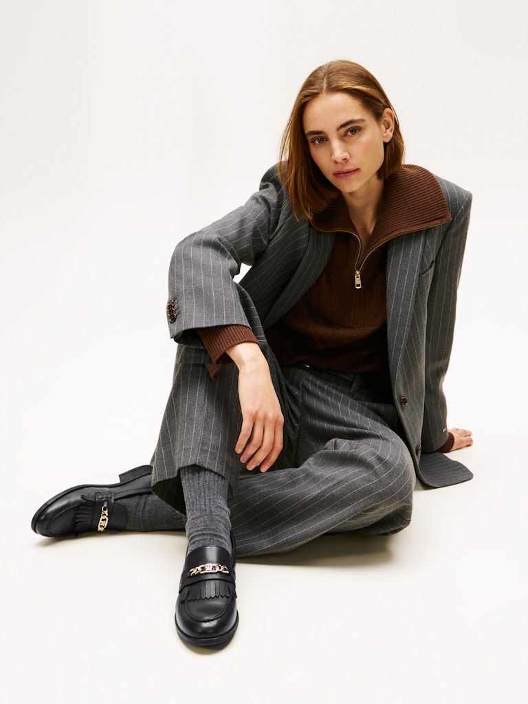 Tommy Hilfiger Kadın Siyah Deri Loafers Ayakkabı