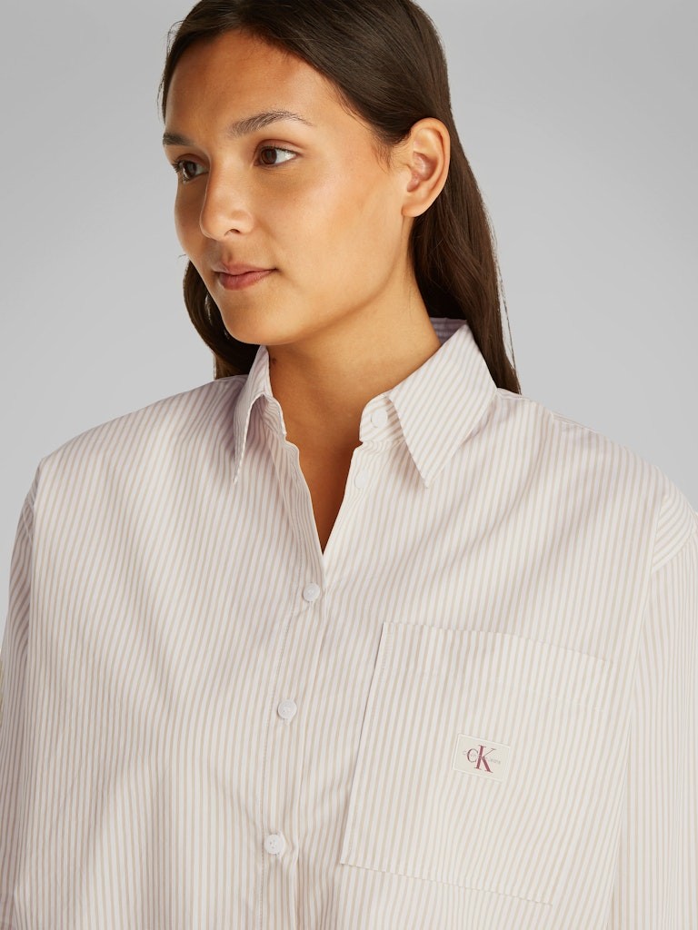 Calvin Klein Pamuk Beyaz Kadın Uzun Kollu Gömlek - J20J224436YAA