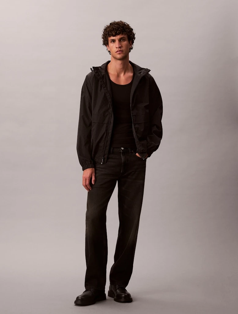 Calvin Klein Erkek Rüzgarlık Kapşonlu Siyah Mont