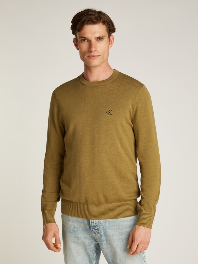 Calvin Klein Pamuk Haki Erkek Uzun Kollu Triko - J30J326745LFF