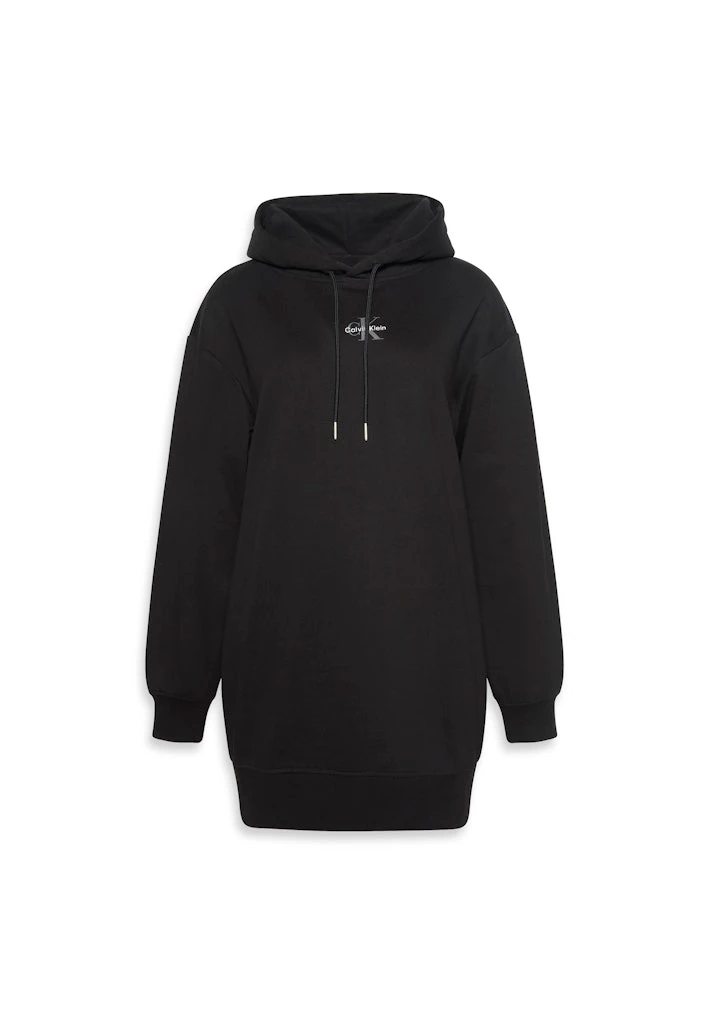 Calvin Klein Kadın Siyah  Sweatshirt Kapşonlu Elbise