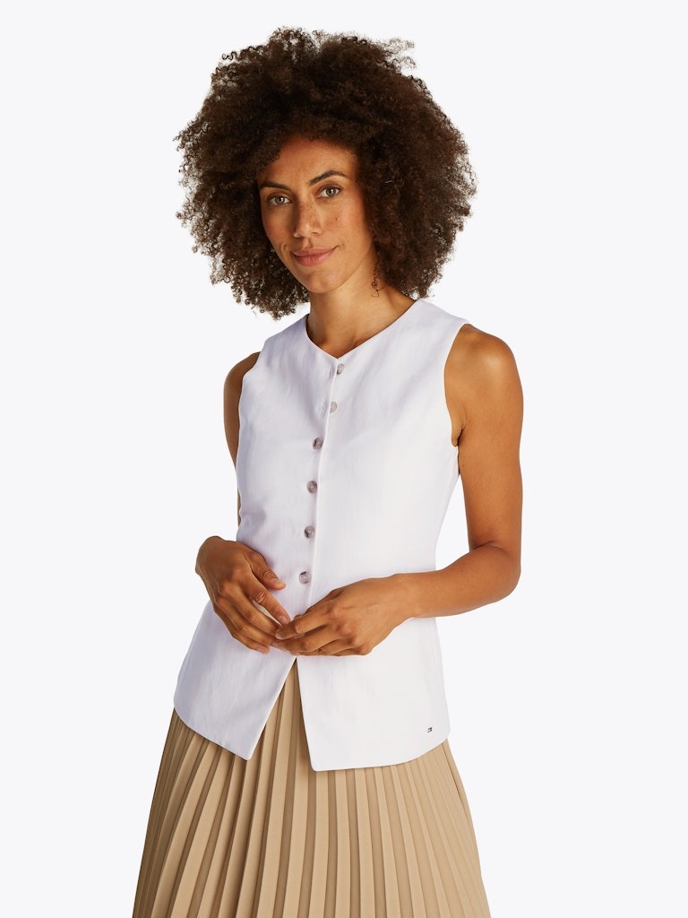 Tommy Hilfiger Keten Beyaz Kadın Yelek - WW0WW44752Z00