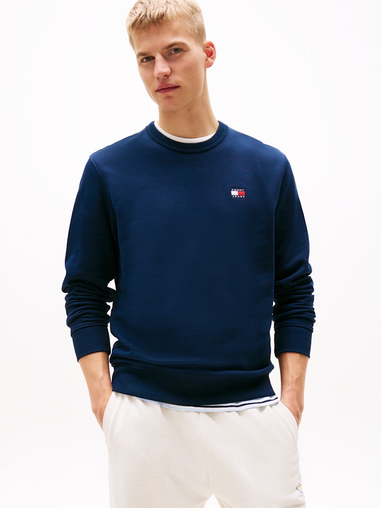 Tommy Hilfiger Erkek Mavi Reg Badge Crew Sweatshirt