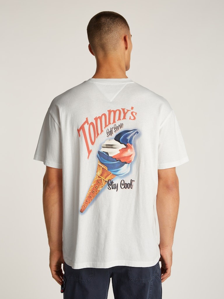 Tommy Hilfiger Pamuk Beyaz Erkek Kısa Kollu T-Shirt - DM0DM20352YBL