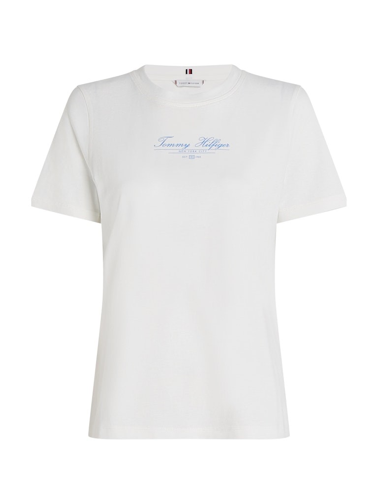 Tommy Hilfiger Rejeneratif Pamuk Beyaz Kadın Kısa Kollu T-Shirt - WW0WW45428YBL