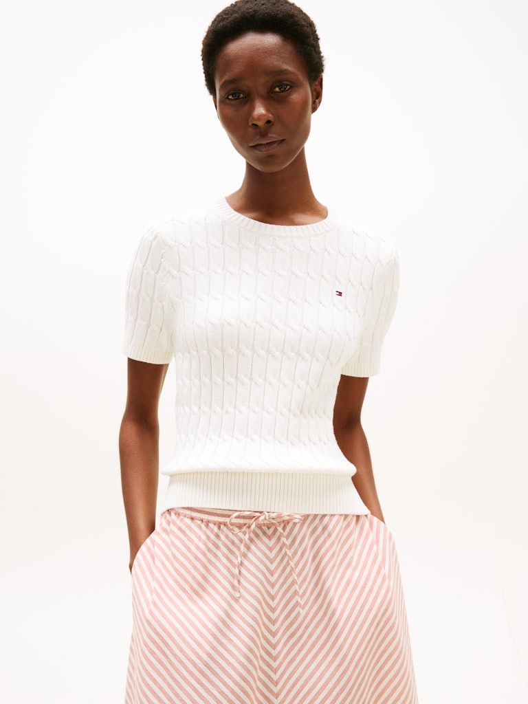 Tommy Hilfiger Kadın Beyaz O Yaka Triko