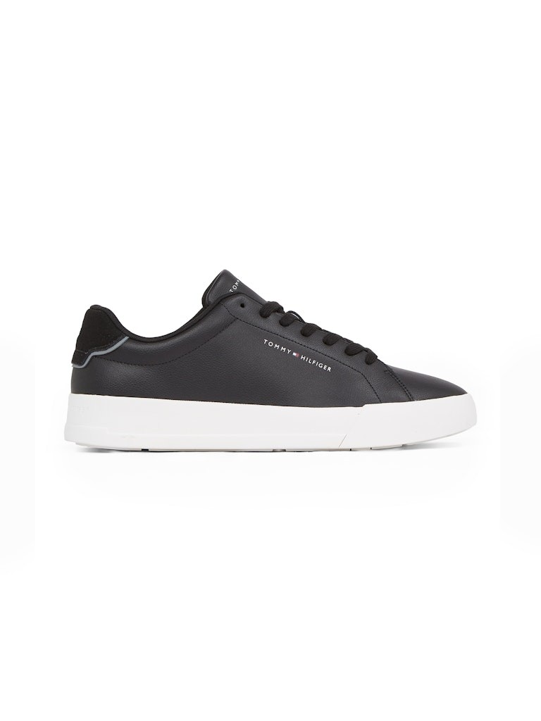 Tommy Hilfiger Deri Siyah Erkek Kısa Taban Sneakers - FM0FM05367BDS