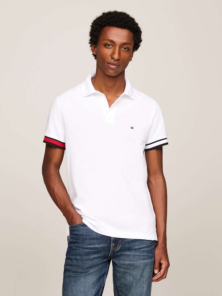 Tommy Hilfiger Beyaz Flag Cuff Erkek Slim Polo