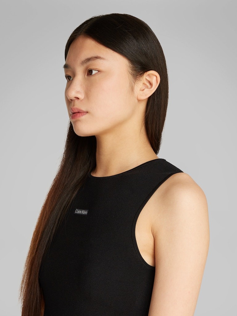 Calvin Klein Viskon Siyah Kadın Kolsuz Triko - J20J225232BEH