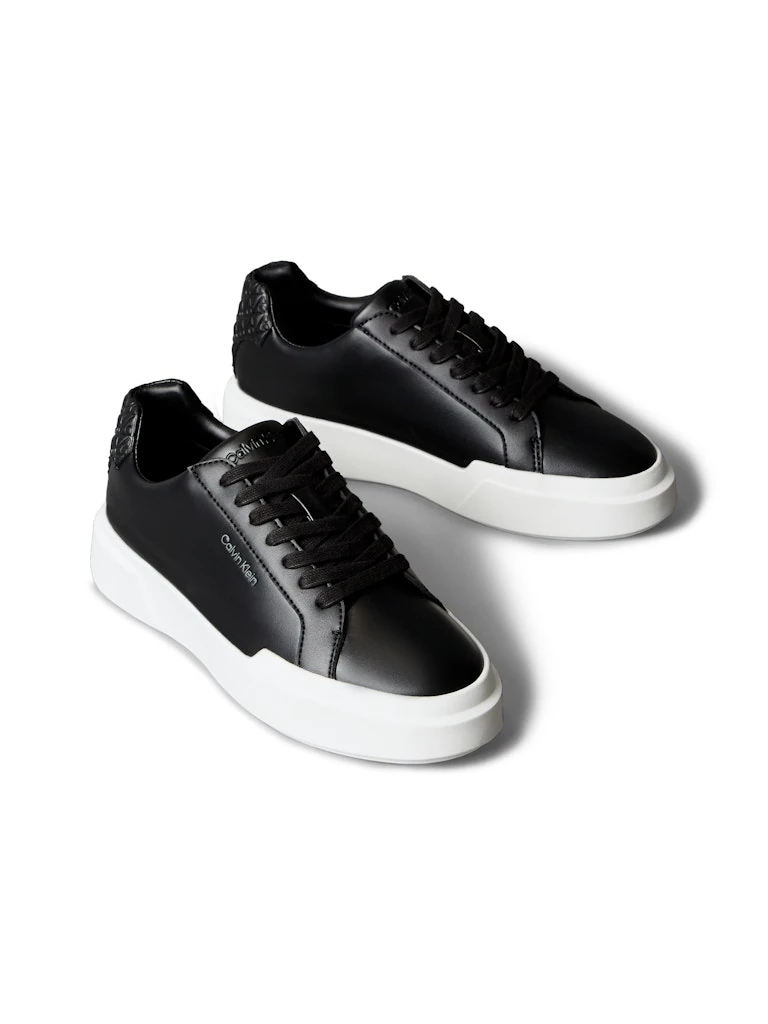 Calvin Klein Kadın Siyah Deri Kısa Taban Sneakers