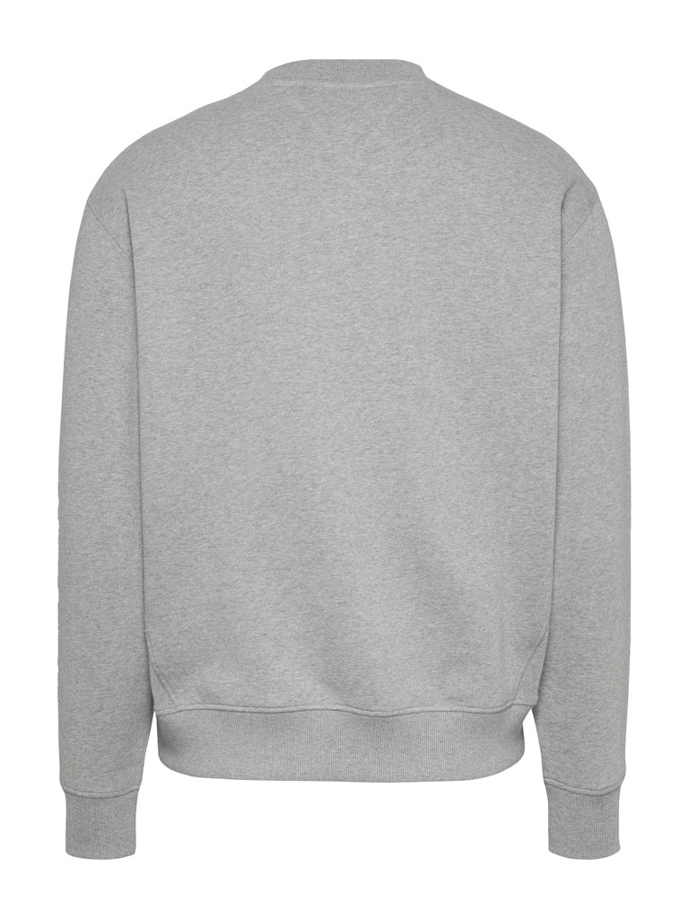 Tommy Jeans Melange Flag Crew Erkek Uzun Kollu Gri Sweatshirt - DM0DM21186P6N