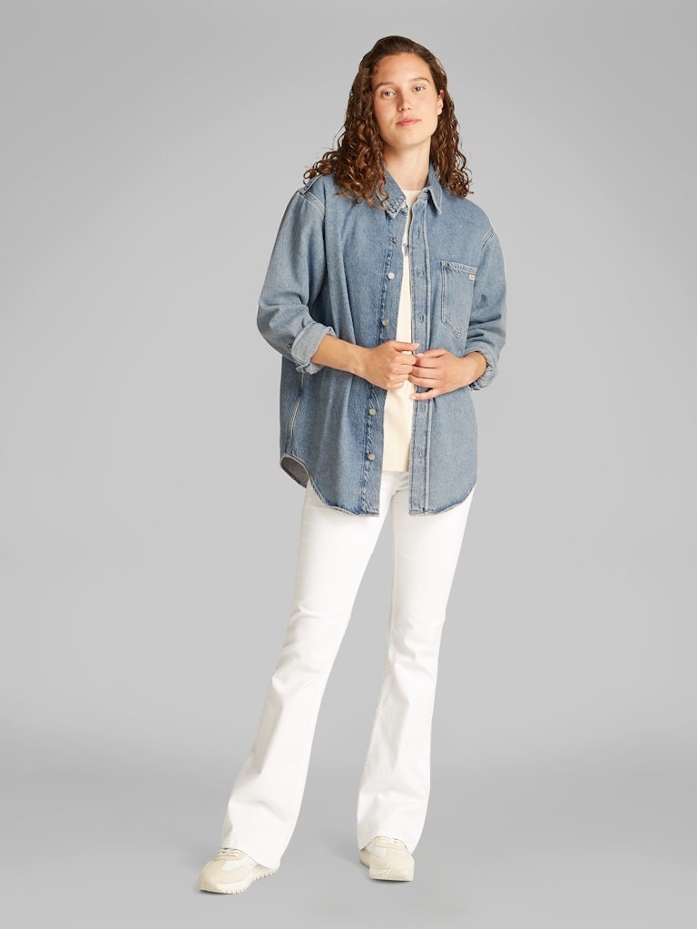 Calvin Klein Denim Mavi Kadın Uzun Kollu Gömlek - J20J2255161AA