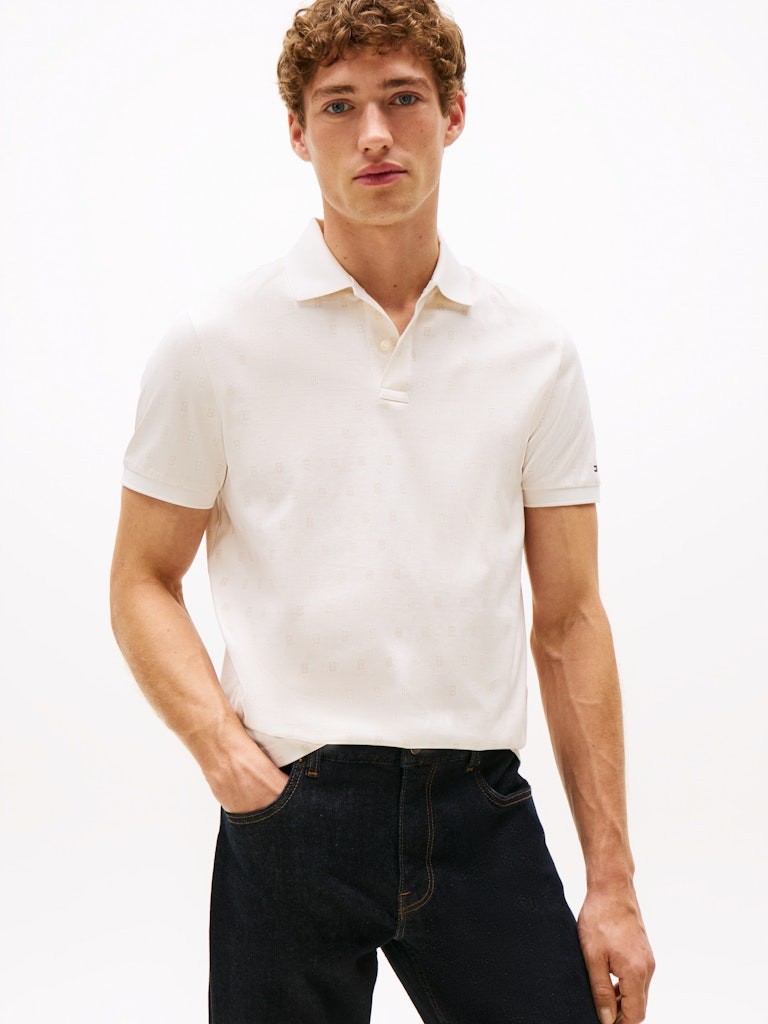 Tommy Hilfiger Erkek Beyaz Fermuarlı Polo Yaka T Shirt - MW0MW395590K4