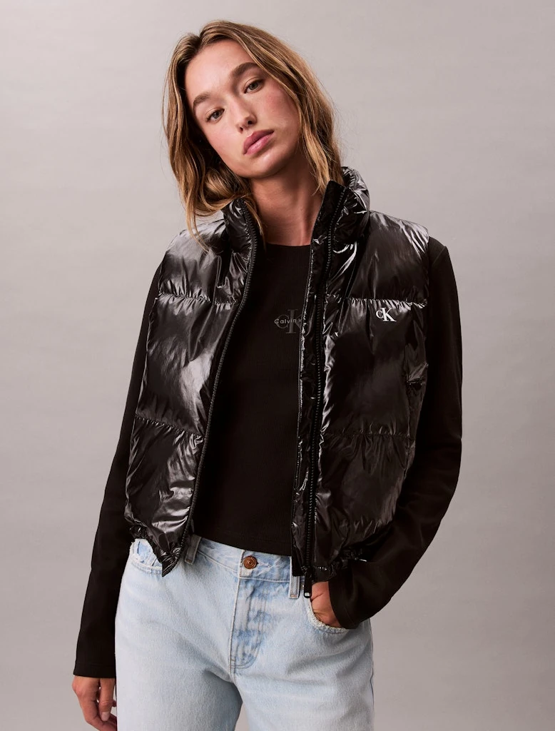 Calvin Klein Kadın Siyah  Puffer Boğazlı Yelek
