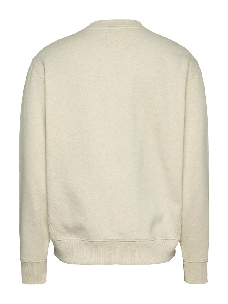Tommy Jeans Melange Flag Crew Erkek Uzun Kollu Ekru Sweatshirt - DM0DM21186AE3
