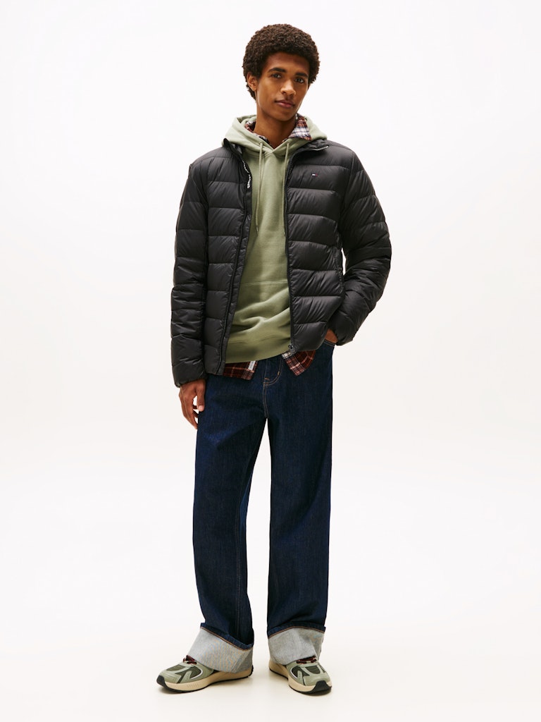 Tommy Hilfiger Erkek Kaz Tüyü Siyah Puffer Mont