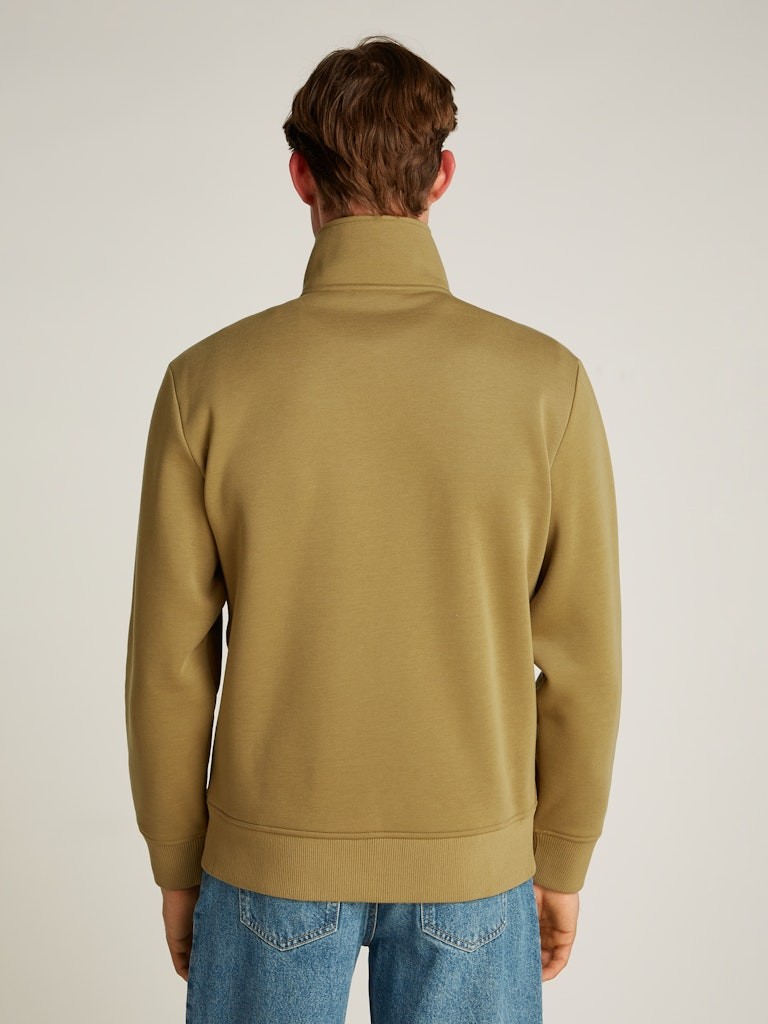 Calvin Klein Erkek Regular Fit Cep Detaylı Yumuşak İç Dolgulu Dik Yaka Haki Fermuarlı Sweatshirt - J30J326778LFF